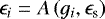 Mathematical equation: $\epsilon_i=A\left(g_i,\epsilon_{\textrm{s}}\right)$