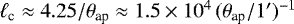 Mathematical equation: $\ell_{\textrm{c}}\approx4.25/{\theta}_{\textrm{ap}}\approx1.5\times10^4\,({\theta}_{\textrm{ap}}/1^{\prime})^{-1}$