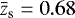 Mathematical equation: $\bar{z}_{\textrm{s}}=0.68$
