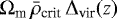Mathematical equation: ${\mathrm{\Omega}}_{\textrm{m}}\,\bar{\rho}_{\textrm{crit}}\,{\mathrm{\Delta}}_{\textrm{vir}}(z)$