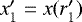 Mathematical equation: ${x_{1}'}={x}({r_{1}'})$