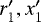 Mathematical equation: ${r_{1}'},{x_{1}'}$