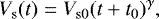 \begin{equation*} V_{\mathrm{s}}(t)=V_{\mathrm{s}0}(t+t_{0})^{\gamma},\end{equation*}