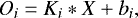 \begin{equation*} O_i=K_i * X + b_i, \end{equation*}