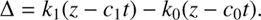 $$ \mathrm\Delta=k_1{(z-c_1t)}-k_0{(z-c_0t)}. $$