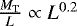 Mathematical equation: $\frac{M_{\textrm{T}}}{L} \propto L^{0.2}$