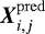 Mathematical equation: $\vec{X}_{i,j}^{ \rm pred}\ $