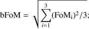 Mathematical equation: $$ \mathrm{bFoM}=\sqrt{\sum_{i=1}^3{({\mathrm{FoM}}_i)}^2/3;} $$