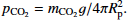 \begin{equation*} p_{\textrm{{CO}_2}} = m_{\textrm{{CO}_2}} g / 4 \pi R_{\textrm{p}}^2. \end{equation*}
