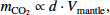 \begin{equation*}m_{\textrm{CO_2}} \propto d \cdot V_{\textrm{mantle}}, \end{equation*}