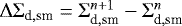 ${\mathrm{\Delta}} {\mathrm{\Sigma}}_{\textrm{d},\textrm{sm}}={\mathrm{\Sigma}}_{\textrm{d},\textrm{sm}}^{n+1}-{\mathrm{\Sigma}}_{\textrm{d},\textrm{sm}}^n$