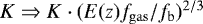 $K \Rightarrow K \cdot ( E(z) f_{\mathrm{gas}} / f_{\mathrm{b}})^{2/3}$