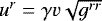 Mathematical equation: $u^r={\gamma}v\sqrt{g^{rr}}$