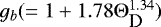 Mathematical equation: $g_b(=1+1.78\mathrm{\Theta}_{\textrm{\small D}}^{1.34})$
