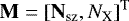 $\mathbf{M} = \left[\mathbf{N}_{\textrm{sz}}, N_{\textrm{X}}\right]^{\textrm{T}}$
