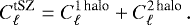 Mathematical equation: \begin{equation*}C_{\ell}^{\text{tSZ}} = C_{\ell} ^{1\, \text{halo}} + C_{\ell} ^{2\, \text{halo}} \, . \end{equation*}