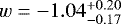 Mathematical equation: $w = -1.04 _{-0.17}^{+0.20}$