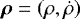 $\bm{\rho}=(\rho,\dot\rho)$