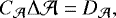 \[ C_{\mathcal A} \mathrm{\Delta} \mathcal A = D_{\mathcal A}, \]