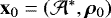 $\mathbf{x}_0=(\mathcal A^*, \bm\rho_0)$