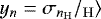 Mathematical equation: $y_n=\sigma_{{n_{\mathrm{H}}}}/\langle{n_{\mathrm{H}}}\rangle$