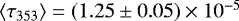 Mathematical equation: $\left\langle\tau_{353}\right\rangle = \left(1.25 \pm 0.05 \right)\times 10^{-5}$
