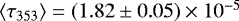 Mathematical equation: $\left\langle\tau_{353}\right\rangle = \left(1.82 \pm 0.05 \right)\times 10^{-5}$