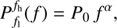 Mathematical equation: $$ {P}_{{f}_1}^{{f}_{\mathrm{h}}}(f)={P}_0{f}^{\alpha }, $$
