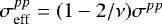$\sigma^{pp}_{\textrm{eff}}=(1-2/\nu)\sigma^{pp}$