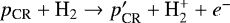 $p_{\textrm{CR}}+{\textrm{H}_{2}}\rightarrow p_{\textrm{CR}}'+\textrm{H}_{2}^{+}+e^{-}$