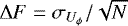 $\mathrm{\Delta} F= \sigma_{U_{\phi}}/\sqrt N$