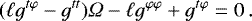 \begin{equation*} (\ell g^{t \varphi}-g^{t t}) {{\Omega}} -\ell g^{\varphi \varphi}+g^{t \varphi}=0\,.\end{equation*}