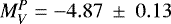 Mathematical equation: $M_V^{P} = -4.87~\pm~0.13$