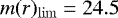 Mathematical equation: $m(r)_{\mathrm{lim}}= 24.5$