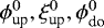 Mathematical equation: $\phi_{\text{up}}^0,\xi_{\text{up}}^0,\phi_{\text{do}}^0$