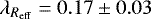 $\lambda_{R_{\mathrm{eff}}}=0.17\pm0.03$