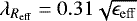 $\lambda_{R_{\mathrm{eff}}}=0.31\sqrt{\epsilon_{\mathrm{eff}}}$