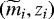 Mathematical equation: $(\widetilde{m}_{i},z_{i})$