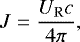 Mathematical equation: \begin{equation*} J = \frac{U_{\rm{R}}c}{4\pi}, \end{equation*}