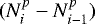 Mathematical equation: $(N^p_i-N^p_{i-1})$