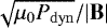 Mathematical equation: $\sqrt{\mu_0 P_{\mathrm{dyn}}}/|\mathbf{B}|$