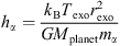 Mathematical equation: $$ {h}_{\alpha }=\frac{{k}_{\mathrm{B}}{T}_{\mathrm{exo}}{r}_{\mathrm{exo}}^2}{{{GM}}_{\mathrm{planet}}{m}_{\alpha }} $$