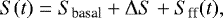 \begin{equation*} S(t)=S_{\textrm{basal}}+{\rm{\Delta}} S +S_{\textrm{ff}}(t) ,\end{equation*}