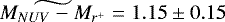 $\widetilde{M_{NUV}-M_{r^{+}}}=1.15\pm0.15$