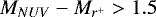 $M_{NUV}-M_{r^{+}}>1.5$