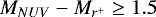 $M_{NUV}-M_{r^{+}}\ge1.5$