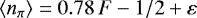 $\left\langle n_{\pi} \right\rangle = 0.78\,F-1/2 + \varepsilon$