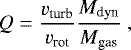 \begin{equation*}Q=\frac{v_{\textrm{turb}}}{v_{\textrm{rot}}}\frac{M_{\textrm{dyn}}}{M_{\textrm{gas}}}\ , \end{equation*}