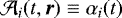Mathematical equation: ${\cal A}_{i} (t, \vec{r}) \equiv \alpha_{i}(t)$