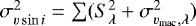 $\sigma^2_{v\sin i} = \sum (S^2_{\lambda} + \sigma^2_{v_{\textrm{mac}},\lambda})$